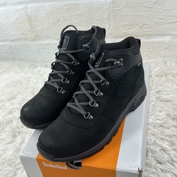 NIB Timberland womens Mt. Maddsen Mid Leather Waterproof Hiker Hiking Boot Black - Picture 5 of 9